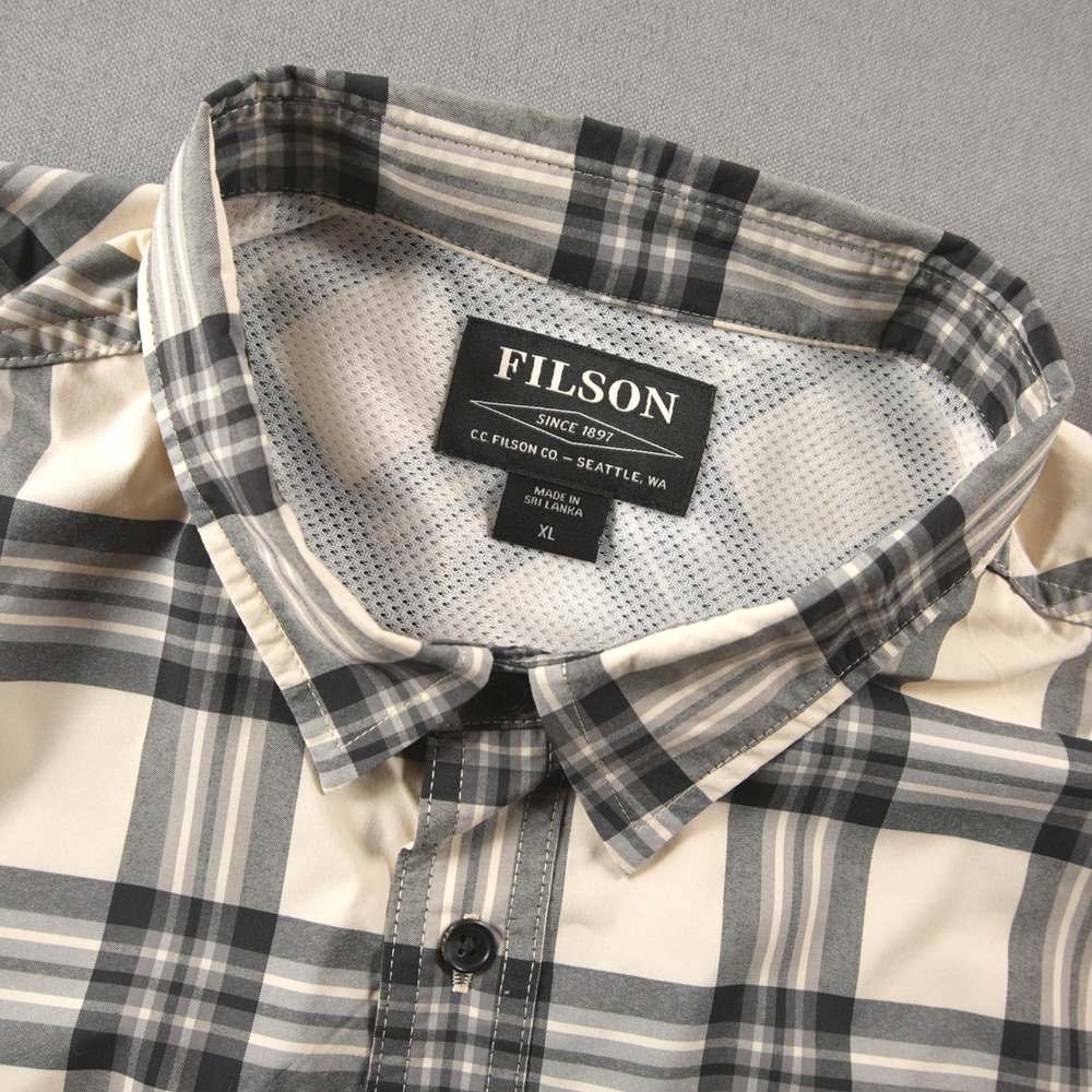 CC Filson Vented Twin Lakes Plaid Tech Men Short Sleeve Shirt Fishing Hunting XL